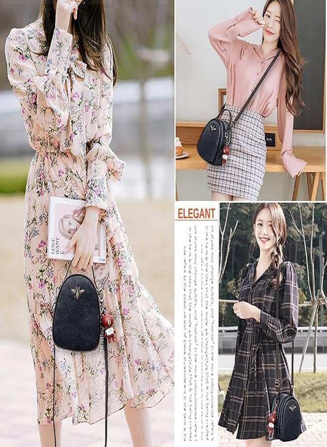 موكا حقيبة كتف صغيرة أنيقة من MOCA للنساء والفتيات، مزينة بتعليقة نحلة، وحزام قابل للتعديل، حقيبة كتف نسائية، هدية (أسود) - Image 5